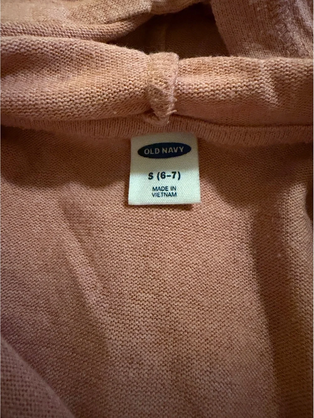Old Navy Girls' Hooded Sweatshirt Size S (6-7) Pink with White Shoulder Accents